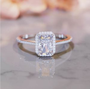 Yellow Gold Plated Sterling <b>Silver</b> Radiant Cut Moissanite Luxury Engagement Bridal Anniversary <b>Ring</b> - Product Image 2