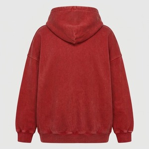เสื้อฮู้ดซิปผู้ชายสีแดงทรงโอเวอร์ไซส์ ทรงปกติ ผ้าโพลีเอสเตอร์/คอตตอนผสม ดีไซน์กระเป๋าแบบลำลอง เหมาะสำหรับใส่ในฤดูหนาว ระบายอากาศได้ดี - Product Image 2