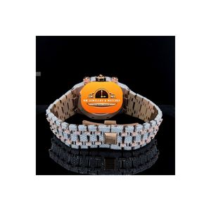 Montre de luxe pour homme NM JEWELLRY WATCHES, montre à quartz hip-hop, 45 mm, lunette sertie de diamants, bracelet en acier inoxydable, affichage analogique, date automatique - Product Image 4