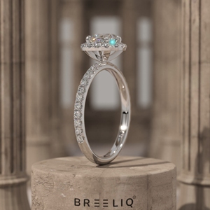 14K White Gold Cushion Cut Halo Diamond Engagement Ring 1CT Center Pave Band <b>Bridal</b> Ring Elegant Fine Jewelry - Product Image 2