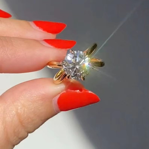 Bague solitaire en or massif 14 carats avec diamant de laboratoire 2,00 carats taille ronde et bande croisée pour femme, cadeau d'anniversaire, bijoux fins pour partenaire - Product Image 1