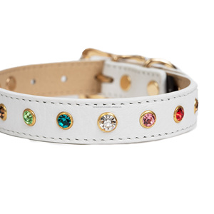 Handmade Superior Quality Genuine Leather Dog Collar With Crystal <b>Stud</b> Design Manufacturer Supplier Saman Exports - Product Image 3