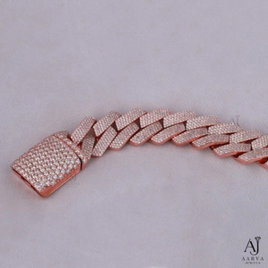 Pulsera de Cadena Cubana Iced Out de Plata de Ley 925 Chapada en Oro Rosa con Moissanita para Mujer, Regalo de Boda, Fiesta - Product Image 3