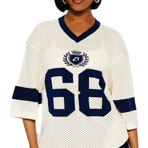 Breathable Mesh Women American Football Jersey V Neck Oversized Polyester Casual <b>Athletic</b> Sports Top Numeric Print Custom Supply - Product Image 4