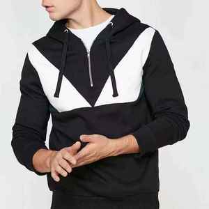 Sweat à capuche décontracté pour homme, coupe-vent, avec fermeture éclair quart de tour, logo personnalisé, nouveau style, fermeture éclair verticale, 100 % coton molletonné, anti-rétrécissement - Product Image 1