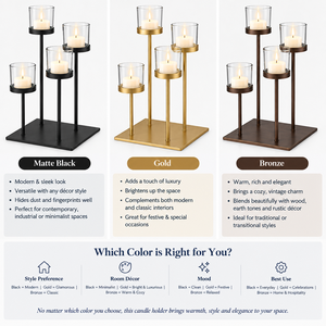 Modern Black Metal Candle <b>Holder</b> Set 4 Glass <b>Tealight</b> <b>Holders</b> Square Base Tabletop Home Decoration Minimalist Design - Product Image 3