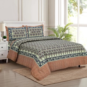 Ensemble de draps et de taies d'oreiller Artisan Alankriti à motifs floraux, imprimés à la main, 100% coton, 300 fils, de qualité supérieure, résistants à la décoloration, pour toutes les saisons - Product Image 2