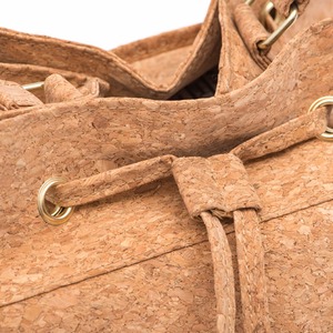 Recycled Natural Woodgrained Fashion Women Handbag Drawstring Tote bag - Product Image 6