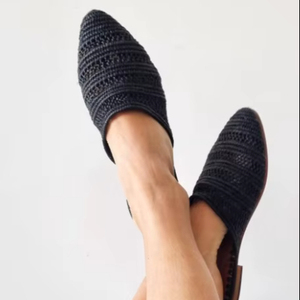 Handmade Raffia Babouches: Moroccan Summer <b>Slides</b> - Product Image 1
