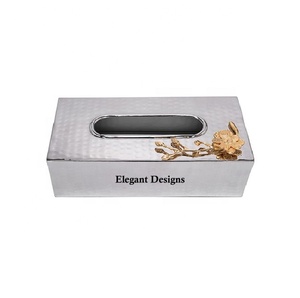 Boîte à mouchoirs en cuivre plaqué, pour fête et décor d'événements, boîte de mouchoirs martelée, forme carrée, économique - Product Image 1