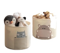 Bolsa de Almacenamiento de Fieltro de Algodón Ecológica y Económica con Cordón, Diseño Clásico Multifuncional con Estampado Animal, Adorable Organizador de Juguetes para Niños