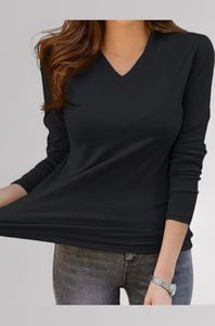 Top High Grade V neck Womens T <b>Shirt</b> Cotton Finish Smart Casual Business Natural Fiber Elegant Soft <b>Shirt</b> - Product Image 4