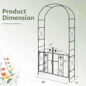 Arco de Jardín 2 en 1 con Puerta y Pestillo, Valla para Césped Exterior, Enrejado y Puertas - Product Image 5