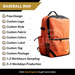 Bolsa de Béisbol Deportiva Mr. Euro MEMC-BG-0010 en Naranja Vibrante y Negro, Colores Personalizados, Mezcla de Poliéster, con Etiquetas de Logotipo Personalizadas - Product Image 2