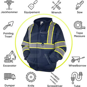 Sweat-shirt et veste de sécurité réfléchissants de classe 2, visibilité tout au long de la journée, logo personnalisé, bordure bleue et jaune, poche avant, imperméable - Product Image 5