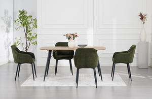 Silla de Comedor Moderna Tapizada en Tela Verde Oscuro con Patas de Metal Negro Arena, Tela Mirea para Restaurante, Hotel, Comedor - Product Image 6