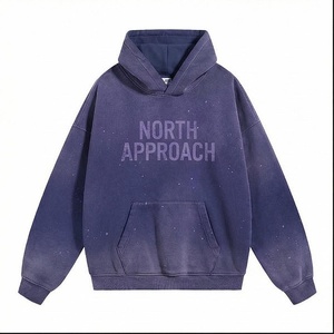 Sweat-shirt à capuche surdimensionné pour homme, couleur unie, en molleton de coton, décontracté, pour l'automne, avec poche avant et logo sur la manche gauche - Product Image 3