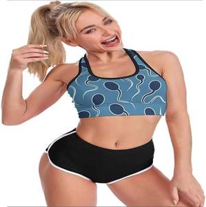 Dark Blue Sperms Breathable Plus Size Fashion Sports Bras Cozy Y Back Yoga Bra Sleeveless Crop Tank Tops - Product Image 3