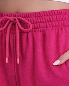 กางเกงวอร์มขายาวสีชมพูสดสำหรับผู้หญิง ขอบเอวยางยืด มีเชือกผูกเอว ทรงหลวม สวมใส่สบาย เหมาะสำหรับพักผ่อน - Product Image 5