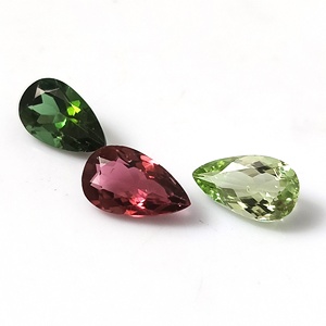 Ensemble de 3 pierres précieuses de tourmaline naturelle multicolore du Mozambique de 4,60 carats, coupes poire assorties, 6x10 mm, calibrées - Product Image 2