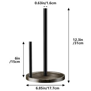 Luxury Wooden <b>Kitchen</b> Roll Holder with Black Metal Rod Modern Countertop <b>Paper</b> Towel Stand - Product Image 6