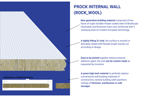 Panel Sándwich Metálico PROCK para Paredes Internas, Resistente al Fuego y al Agua, para Aplicaciones Industriales, Cuartos Limpios y Almacenes - Product Image 2