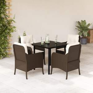 Set da Pranzo da Giardino in Marrone, Nero e Bianco Crema - Product Image 1