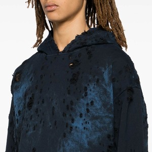 OEM Custom Bulk Manufacturer Women Winter Printed Casual Distressed Hoodie Breathable Cotton Fleece Pockets Distressed Hoodie - Product Image 4
