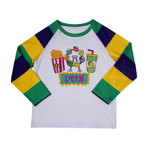 NOUVEAU T-shirt à manches longues rayé pour adultes et enfants, sublimation carnaval, t-shirt à manches longues raglan Mardi Gras - Product Image 1