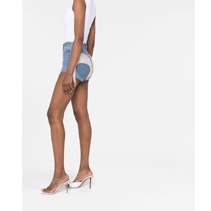 Shorts de mezclilla para mujer con volantes adornados, 100% algodón, impermeables, cortavientos, cintura elástica alta, venta al por mayor - Product Image 6