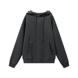 Unisex Oversized Hooded Sweatshirt Solid Black Cotton Fleece Casual Autumn Wear Pocket Design Regular Fit Knitted Style - Product Image 3