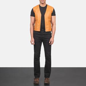 <b>Men</b> <b>Leather</b> Vest Custom Biker Style <b>Waistcoat</b> Durable <b>Leather</b> Material Zip Closure Comfortable Fit Outdoor Fashion OEM - Product Image 3