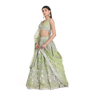 Desgaste de rendimiento de diseñador hermoso trabajo de Bordado de hilo Lehenga Choli para ropa de fiesta - Product Image 4
