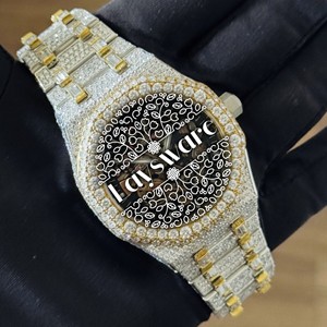 Luxury Baguette Moissanite Diamond <b>Skeleton</b> <b>Watch</b> with Iced Out Stainless Steel Bracelet Hip Hop <b>Watch</b> for Men - Product Image 3