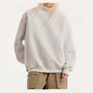 Sweat-shirt à col roulé bleu clair pour femme, col rond, couleur unie, manches longues, tricoté, décontracté, pour l'automne, logo personnalisé imprimé sur le devant - Product Image 2