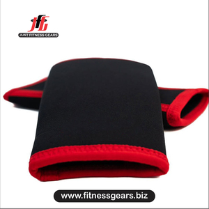 Genouillère en néoprène noir avec bordure rouge, à enfiler, compression, soutien, respirante, protection universelle unisexe toutes saisons - Product Image 3