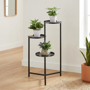 Support de plantes en métal à 3 niveaux pour balcon, avec revêtement en poudre, étagère fonctionnelle en acier pour pots de fleurs, rangement domestique - Product Image 2