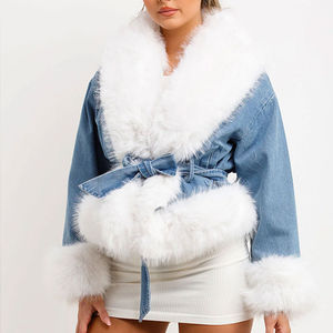 Veste en fausse fourrure pour femme, en coton, boutonnée, couleur unie, style tendance, nouvelle collection, style streetwear, veste en jean pour femme - Product Image 5