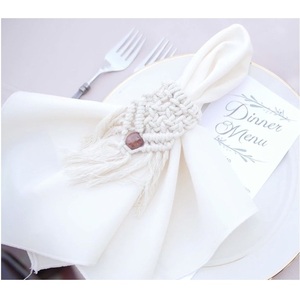 Anneaux de serviette en macramé en corde de coton classique pour table à manger, écologiques, faits à la main, décoration de fête, cadeau de Noël - Product Image 1