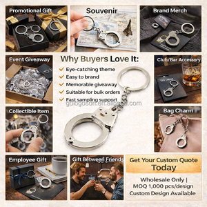 Porte-<span class=keywords><strong>clés</strong></span> mini menottes personnalisables en métal gravé, vente en gros, écologique et sans nickel - Product Image 3