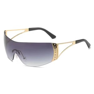 Gafas de Sol de Metal de Alta Calidad para Mujer, Marca de Lujo Y2K, Gafas de Lujo con Protección UV400 y Circonitas para Hombre - Product Image 5