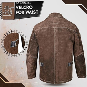 Unisex High Quality Heavy Duty Welding <b>Jacket</b> Cowhide Split Leather Reflective Safety Features Flame Resistant Heat Unisex FR - Product Image 6