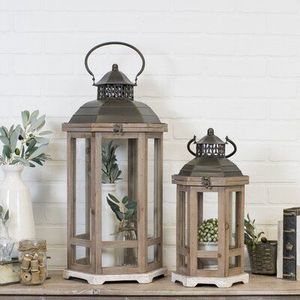 Lanterne à bougie en bois artisanale personnalisée avec support de bougie noir pour événements et décoration intérieure, centres de table de mariage - Product Image 1