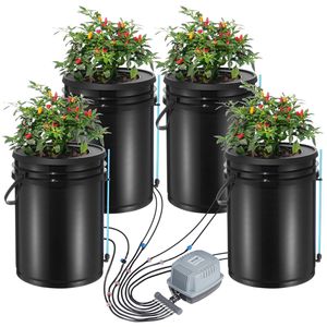 Sistema di coltivazione idroponica con coltura in acque profonde DWC con gocciolamento superiore 4 secchi attrezzatura per l'irrigazione e l'idroponica - Product Image 1