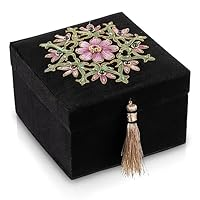Custom Handmade MDF Fabric Beaded Jewelry Box Floral Pattern Modern Luxury Decorative Storage Customizable Size Logo Whimsy Art - Product Image 6