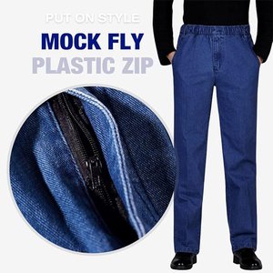 Pantalones Vaqueros de Mezclilla para Hombre, Cintura Elástica, Corte Holgado, Estilo Casual, Color Sólido, Elásticos, 100% Algodón, Secado Rápido, para Primavera y Verano - Product Image 4