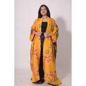 Chaqueta Acolchada de Algodón Kantha Gudri, Kimono con Estampado Floral, Bata de Baño para Mujer, Abrigo Largo Vintage Indio - Product Image 2