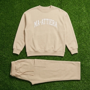 Ensemble de survêtement décontracté pour homme, sweat-shirt à col rond beige et pantalon cargo assorti, deux pièces, streetwear - Product Image 5