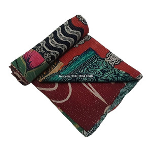 ผ้านวม Kantha gudari Kantha ผ้าห่มผ้าฝ้ายพิมพ์ลายอินเดียทำด้วยมือจากผู้ผลิตทองขายส่ง GD1064 - Product Image 1