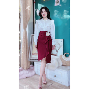 Wholesale Ladies Elegant Ruffle V Yoke <b>Blouse</b> Floral Lace Collar <b>Long</b> Sleeve Shirt <b>for</b> Boutique Retail and Office Workwear Shops - Product Image 5